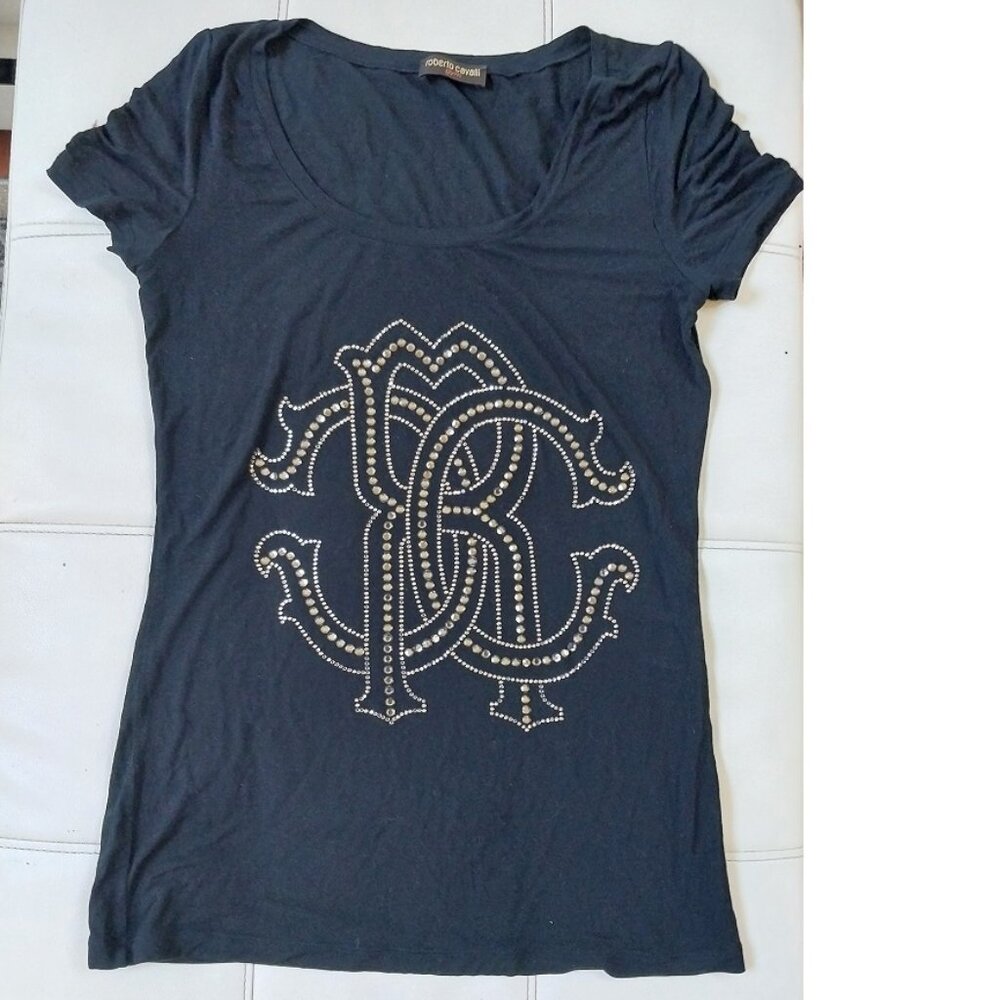 Roberto Cavalli gym Black Women T-shirt Top sz S